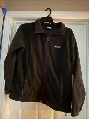 Columbia Black Fleece Jacket with Purple Trim